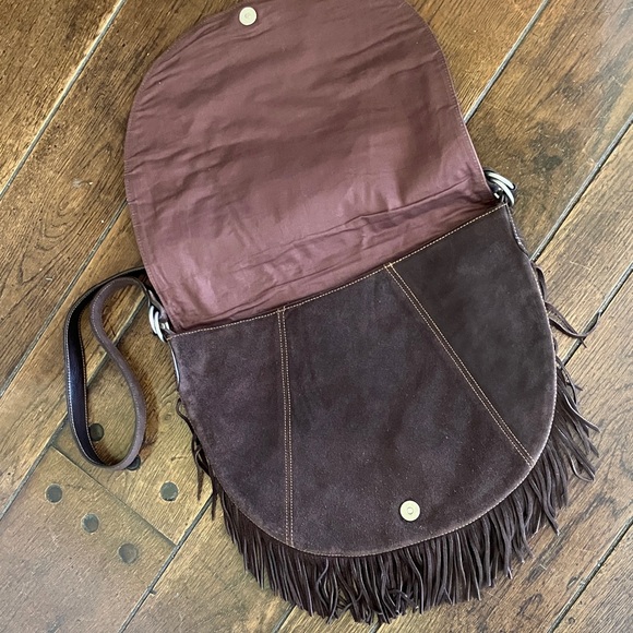 Vintage Polo Ralph Lauren Bag /Suede/Fringed/Saddlebag Style/Chocolate Brown - Picture 3 of 10